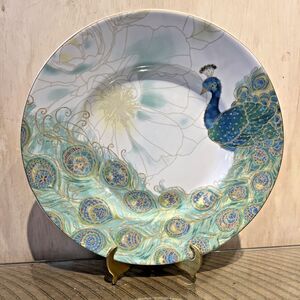 222 Fifth Lakshmi Peacock Salad Plate 8.75” Bird Blue Gold Turquois China Dinner